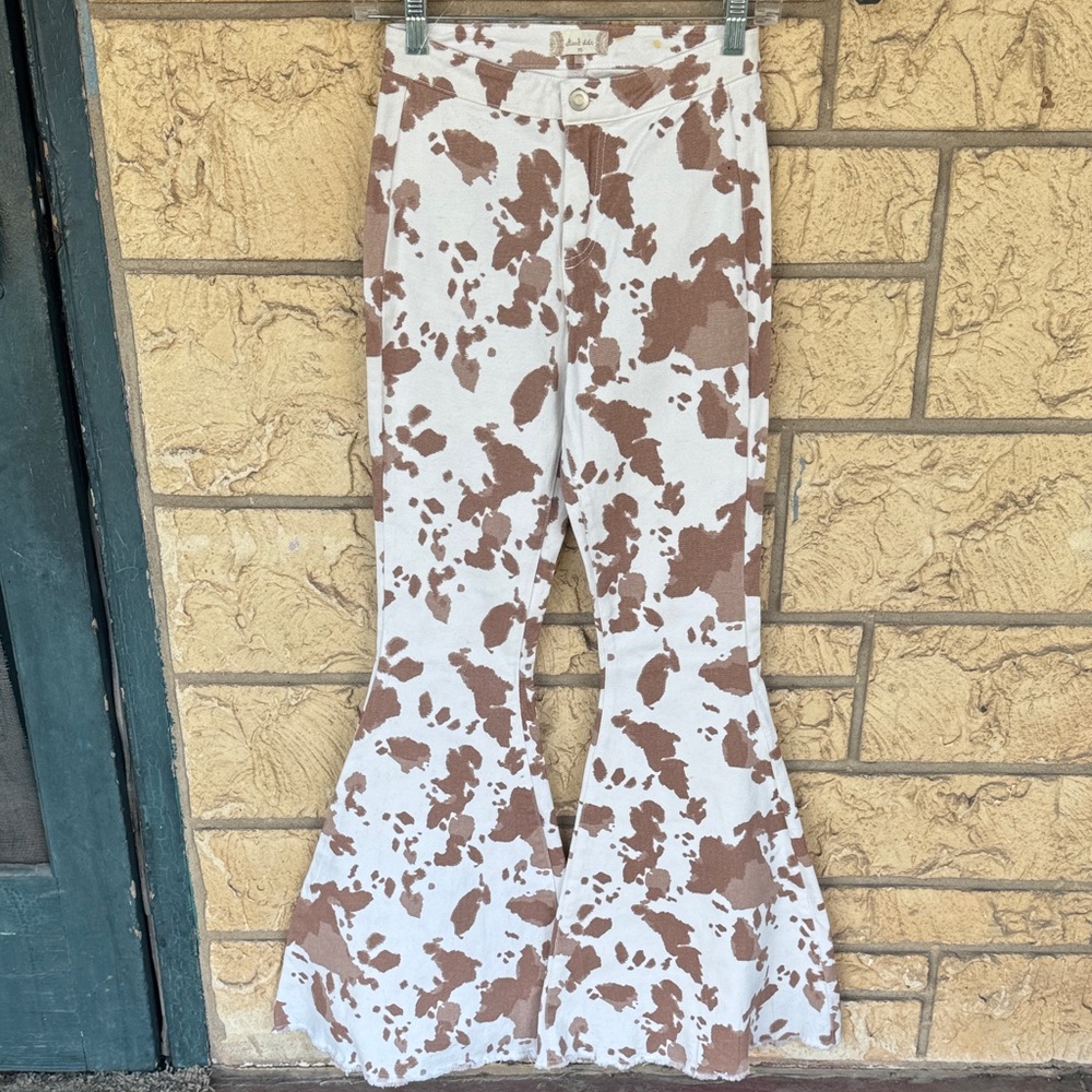 Altar’d State Stretch Jeans High Waist Flare bottom Size XS Cow Print Western - Picture 6 of 15